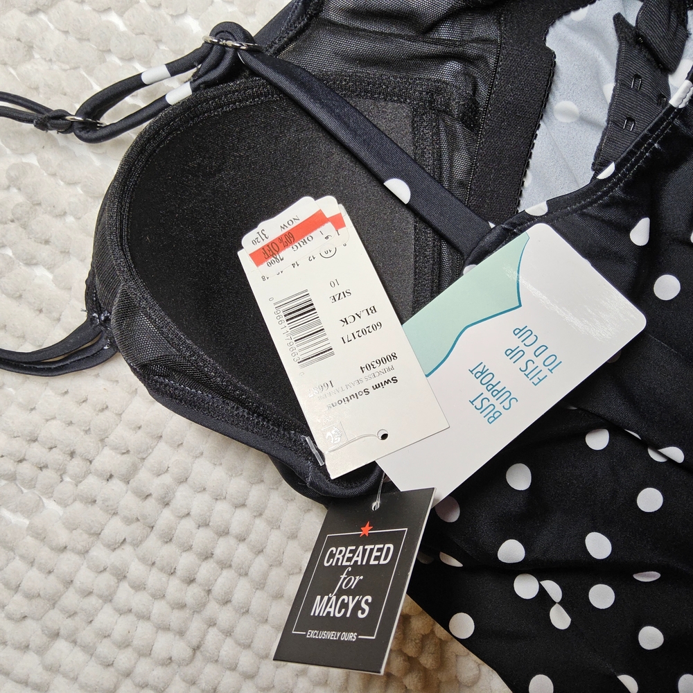 1Swim Solutions Polka Dot Tankini - Black and White Size 10 - Picture 7 of 7